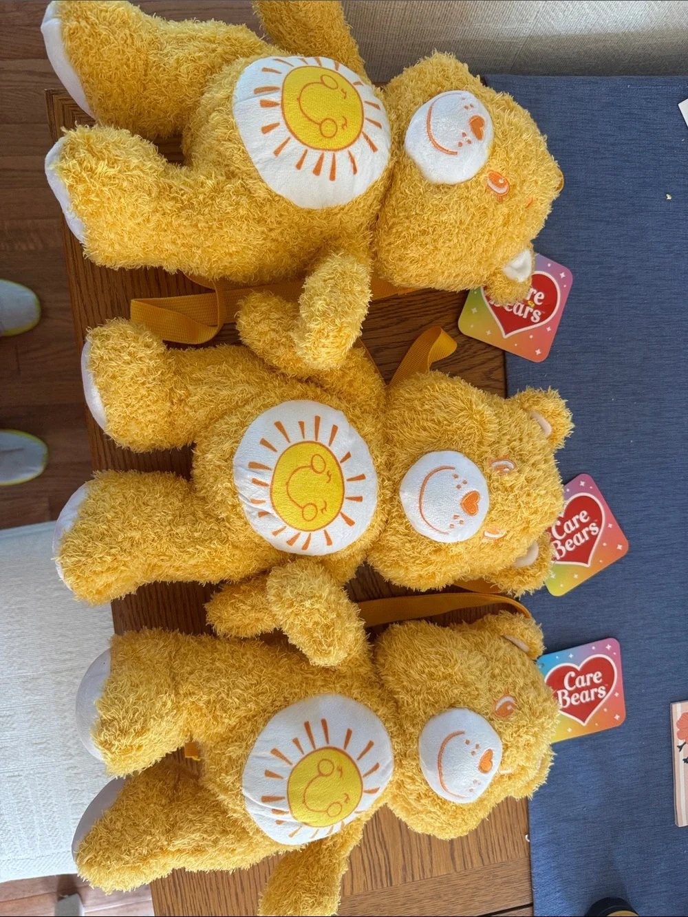 3 Care Bears Sunny Bear Plush Backpack - Bright Yellow Sun Design